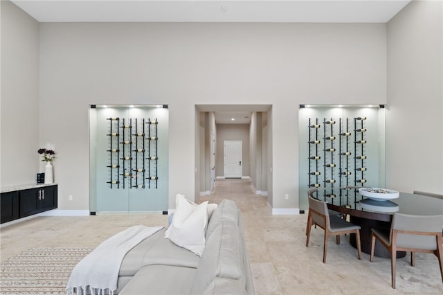 bedroom with a towering ceiling