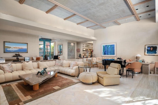 living room with light parquet flooring