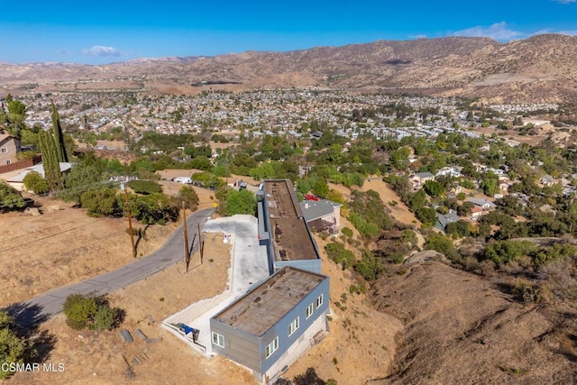 drone / aerial view with a mountain view