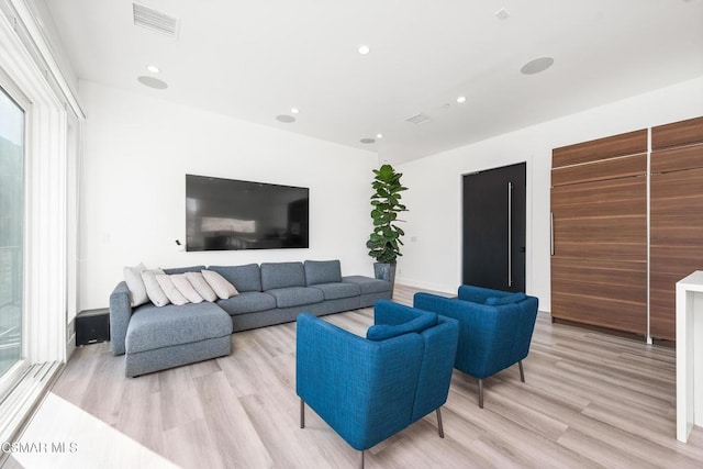 living room featuring light hardwood / wood-style flooring