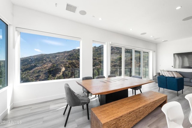 dining room with light hardwood / wood-style flooring