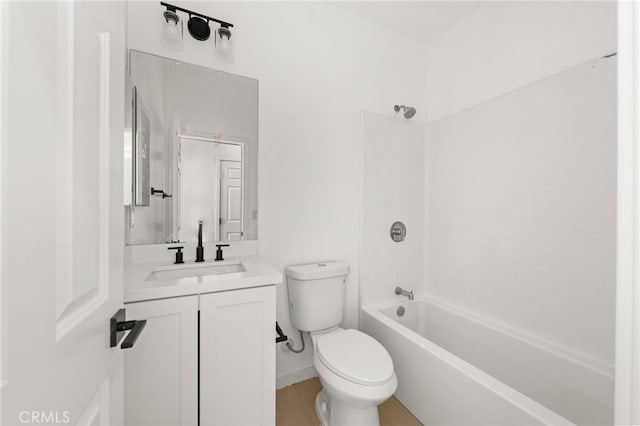 bathroom with vanity, bathing tub / shower combination, and toilet