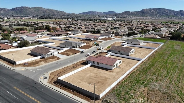 aerial view featuring a residential view and a mountain view