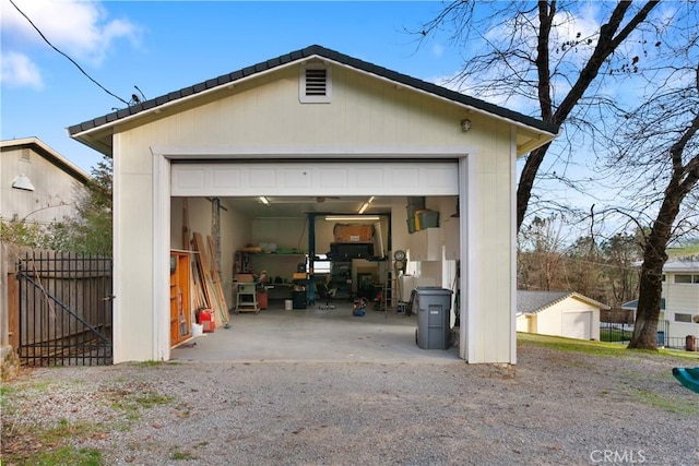 view of garage