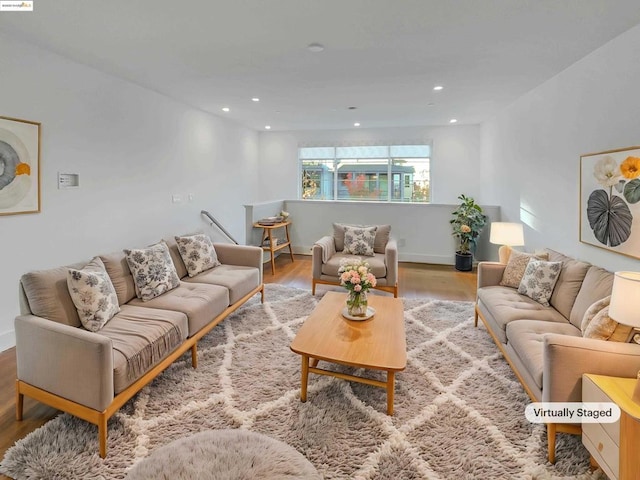 living room with hardwood / wood-style floors