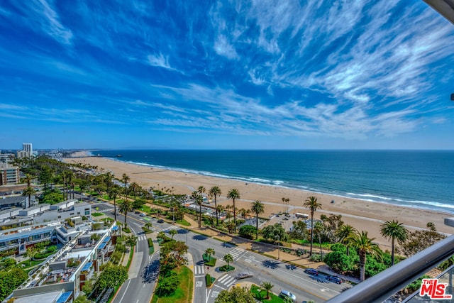 view of water feature featuring a beach view