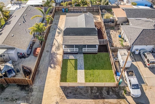 bird's eye view with a residential view