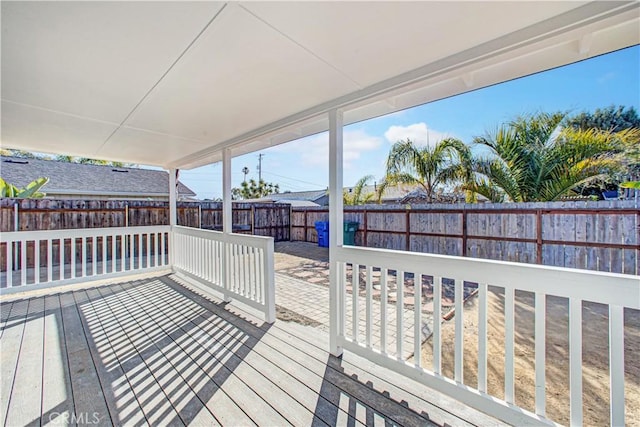 deck featuring a fenced backyard