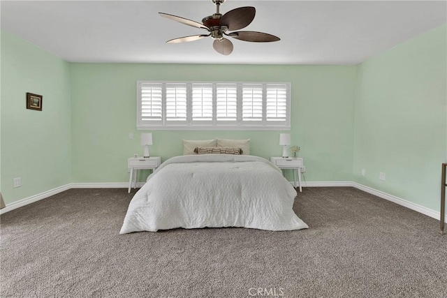 bedroom with carpet floors and ceiling fan