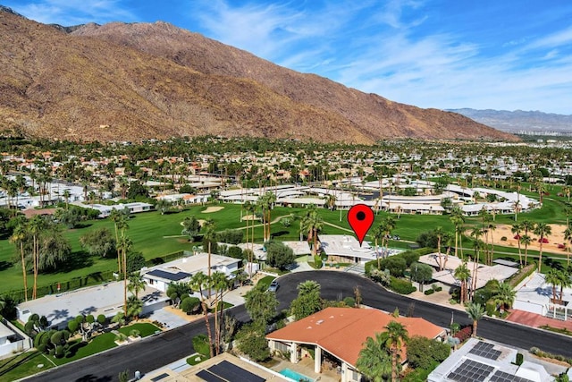 bird's eye view with a mountain view