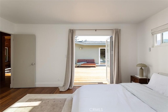 bedroom with wood-type flooring