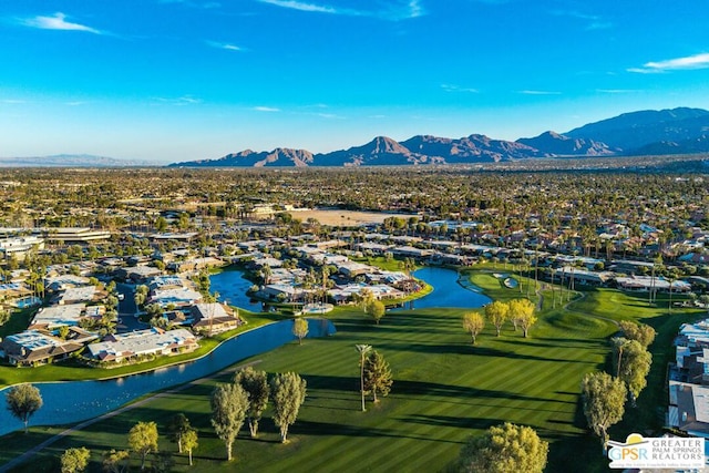 aerial view with a water and mountain view