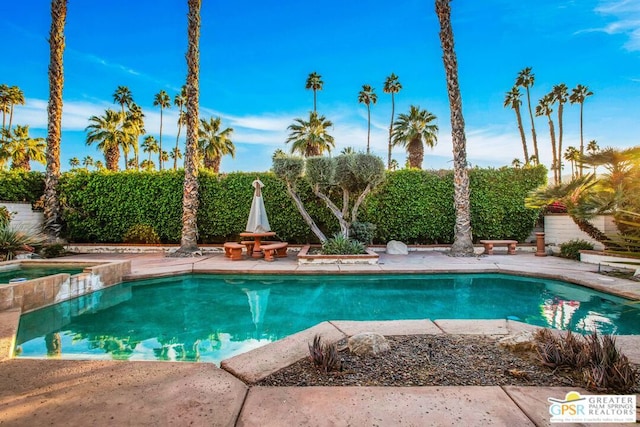 view of swimming pool with a patio