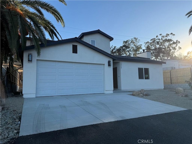 view of front of house with a garage