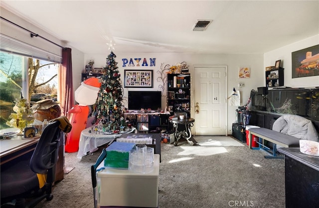 living room with carpet floors