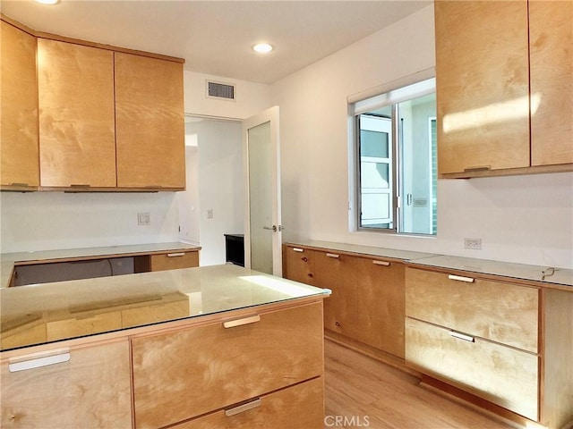 kitchen with light hardwood / wood-style floors