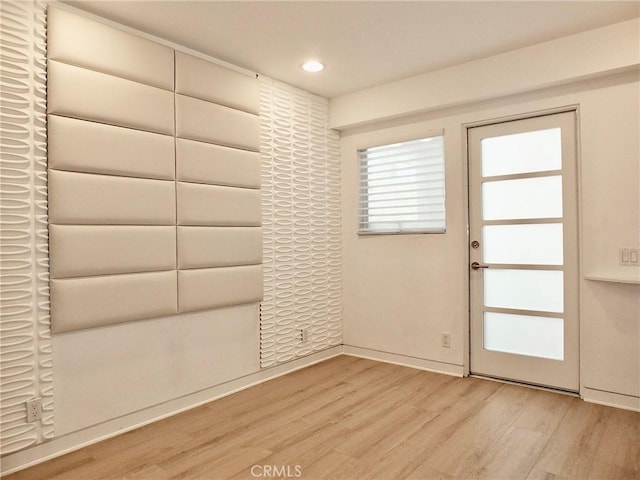 interior space with light hardwood / wood-style flooring