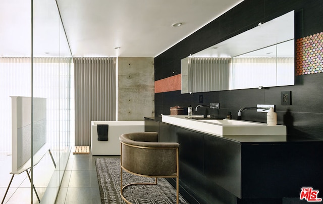 kitchen with light tile patterned floors