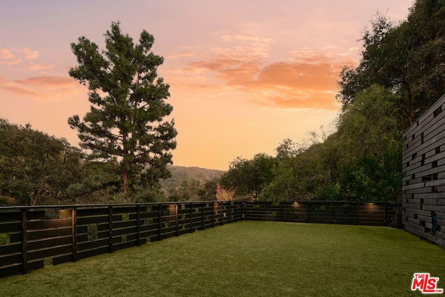 view of yard at dusk