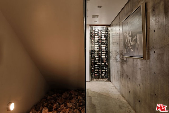 view of wine cellar