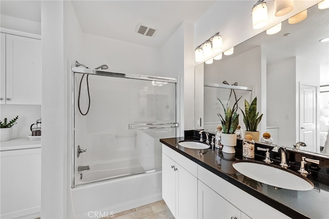 5550 Boardwalk Unit 102, Hawthorne, CA 90250 - full bathroom with double vanity and shower / bath combination with glass door