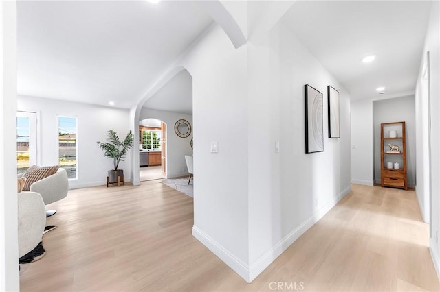 hallway featuring light wood-type flooring