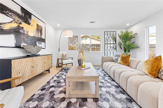 living room featuring light hardwood / wood-style floors