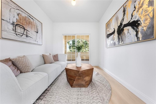 living room featuring light wood-type flooring