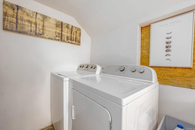 laundry area with independent washer and dryer