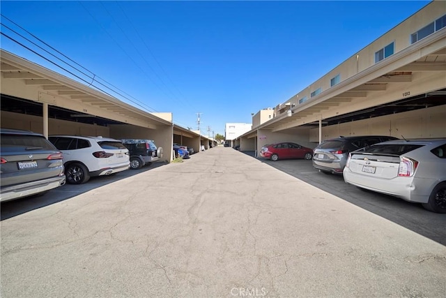 view of covered parking lot