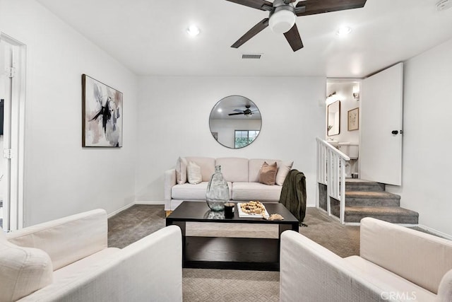 living room featuring carpet flooring