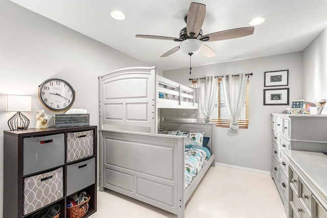 bedroom featuring ceiling fan