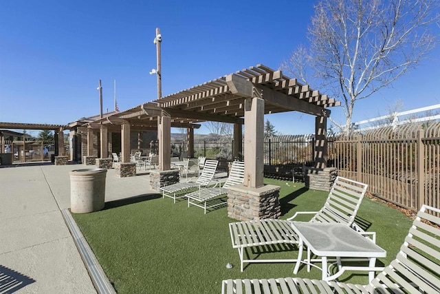 exterior space with a pergola