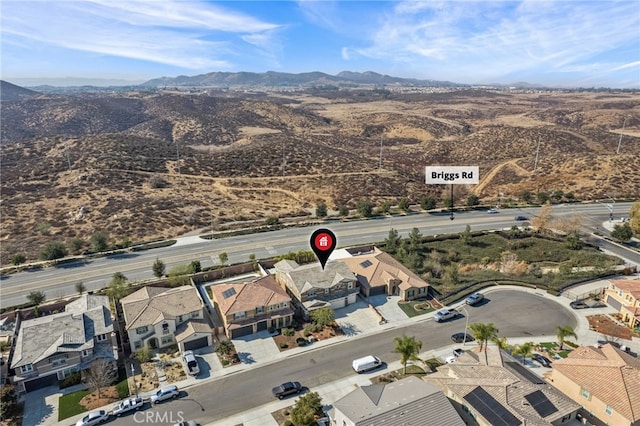 aerial view with a mountain view