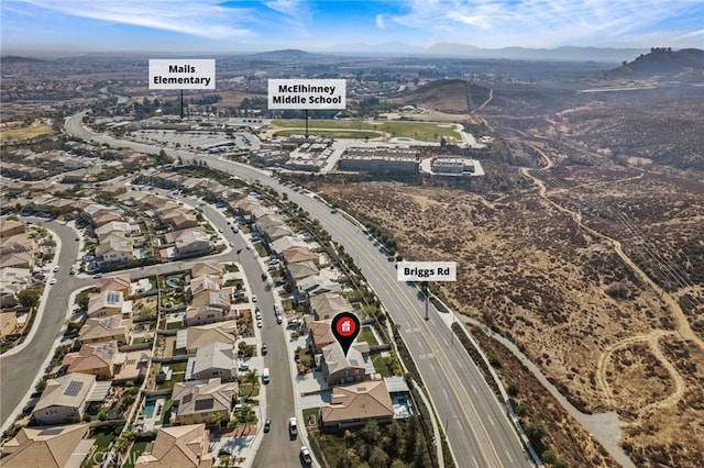 aerial view featuring a mountain view