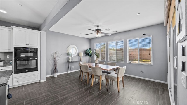 dining area with ceiling fan