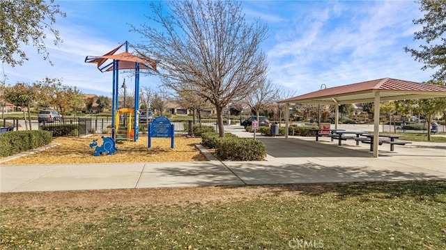 view of jungle gym with a gazebo