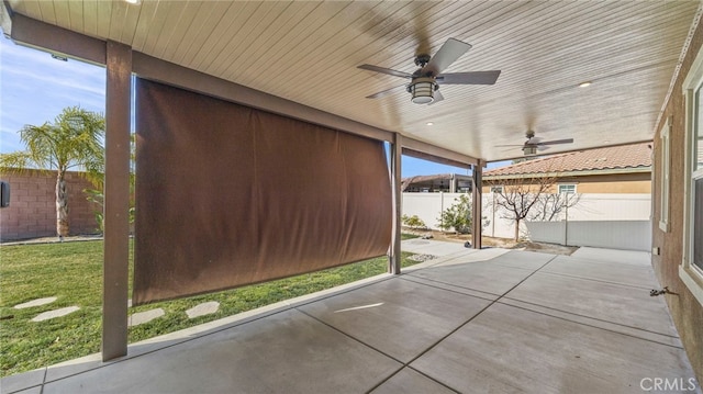 view of patio / terrace featuring ceiling fan