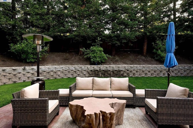 view of patio with an outdoor living space