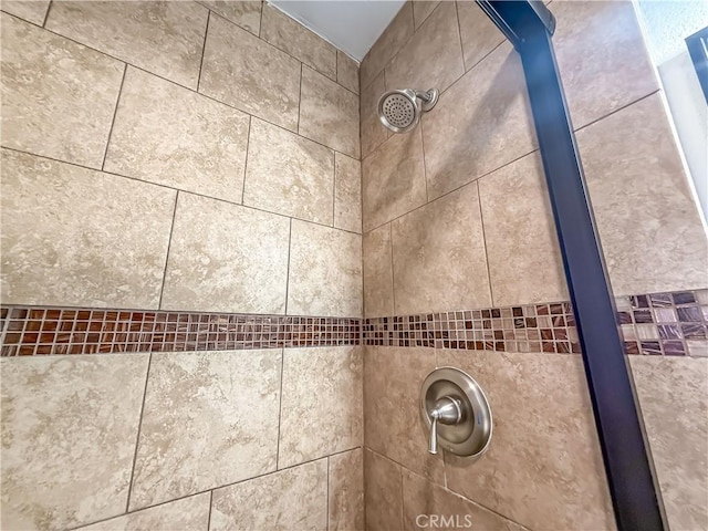 interior details featuring tiled shower