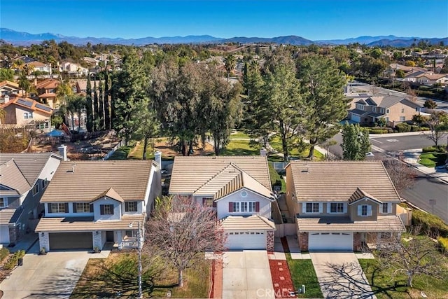 bird's eye view with a mountain view