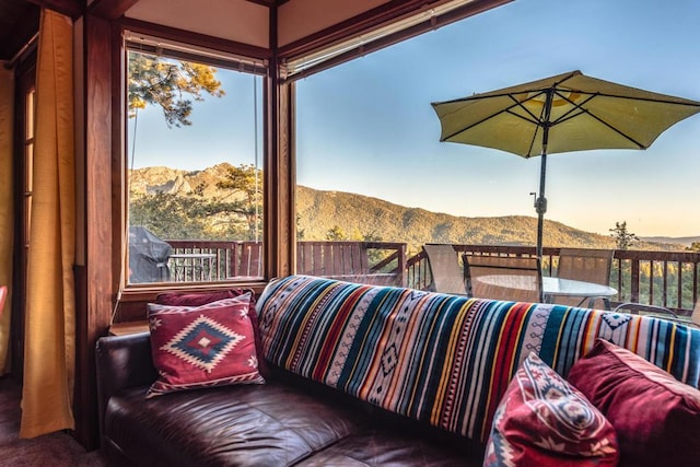 interior space featuring a mountain view