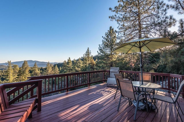 deck featuring a mountain view