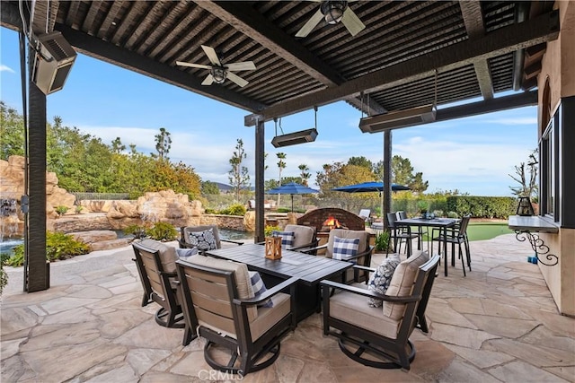 view of patio / terrace with ceiling fan