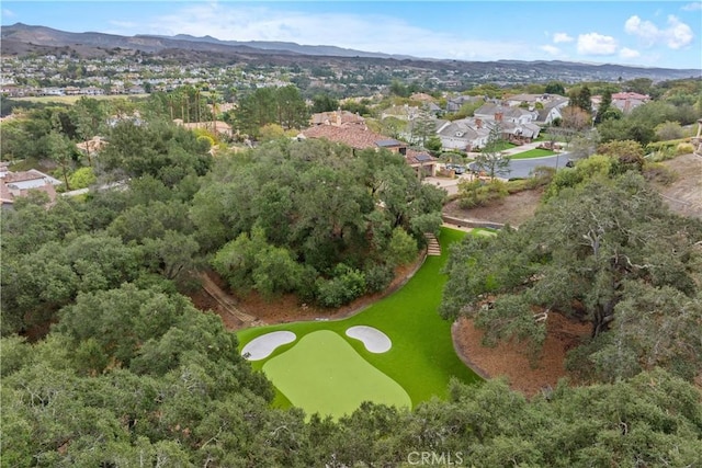 drone / aerial view featuring a mountain view