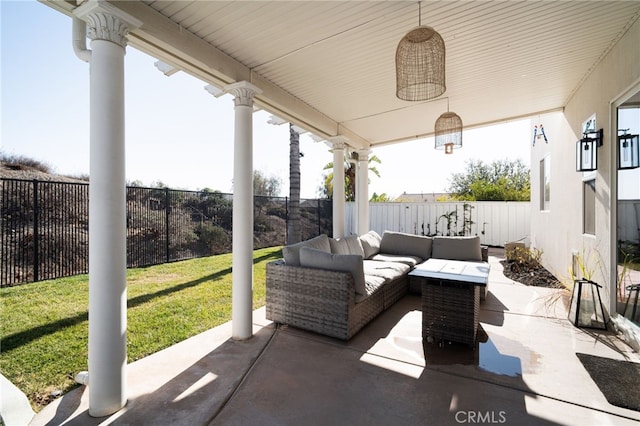 view of patio / terrace featuring an outdoor hangout area