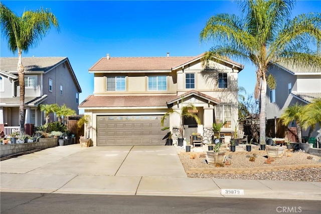 view of front of house with a garage