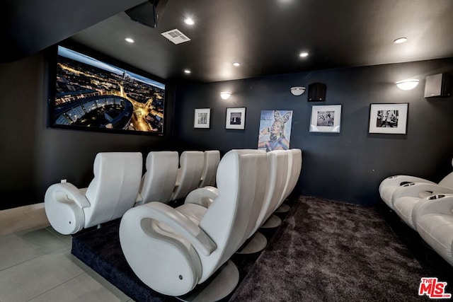 view of tiled home theater