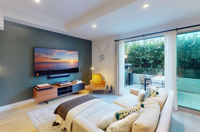 living room featuring light hardwood / wood-style flooring