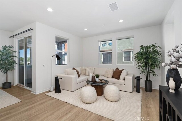 living room featuring light hardwood / wood-style floors